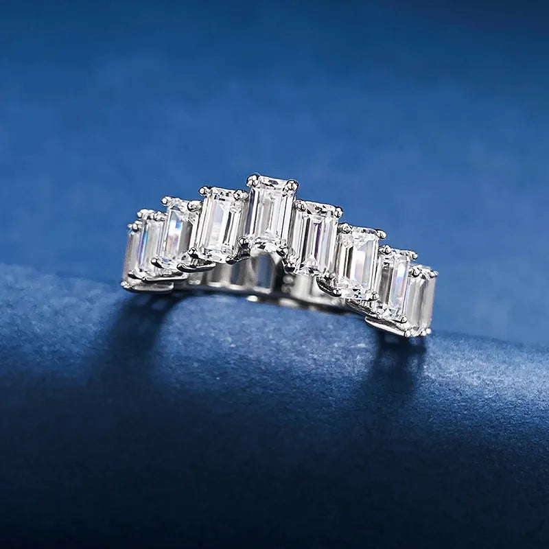 Emerald Engagement Ring 3*5 925 Silver High Carbon Diamond