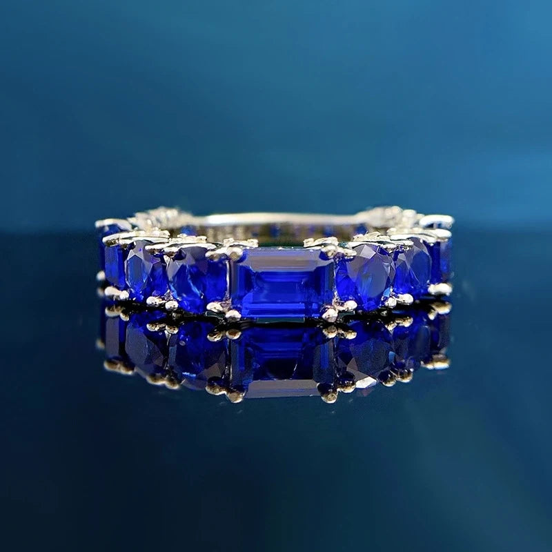 Emerald Engagement Ring 4*6 925 Silver High Carbon Diamond