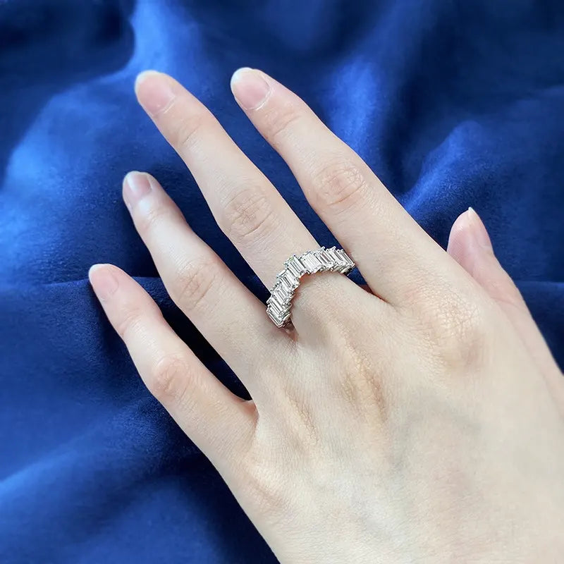 Emerald Engagement Ring 3*5 925 Silver High Carbon Diamond