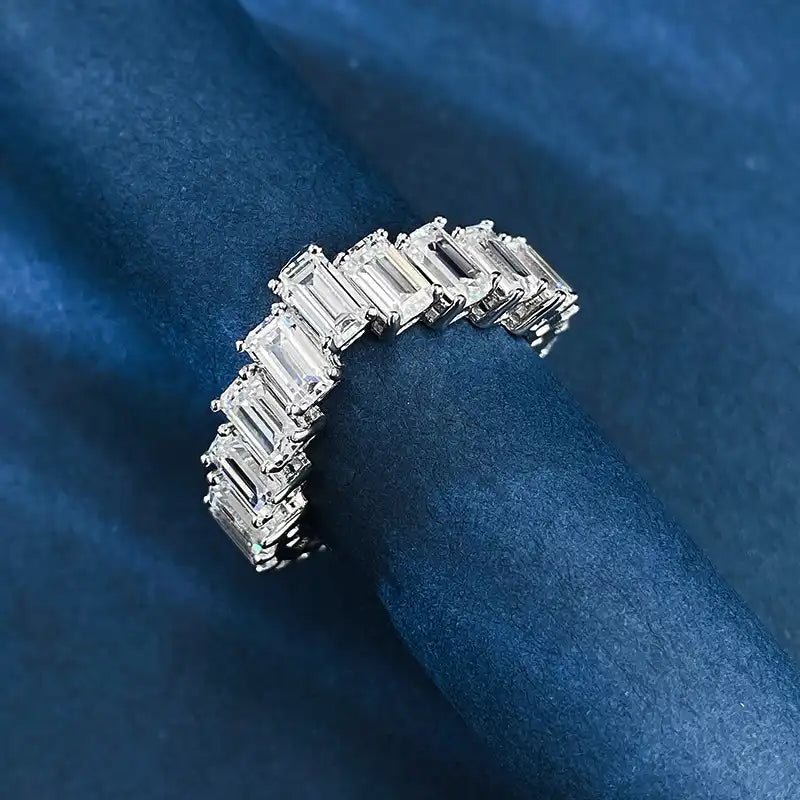 Emerald Engagement Ring 3*5 925 Silver High Carbon Diamond