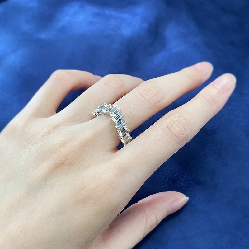 Emerald Engagement Ring 3*5 925 Silver High Carbon Diamond