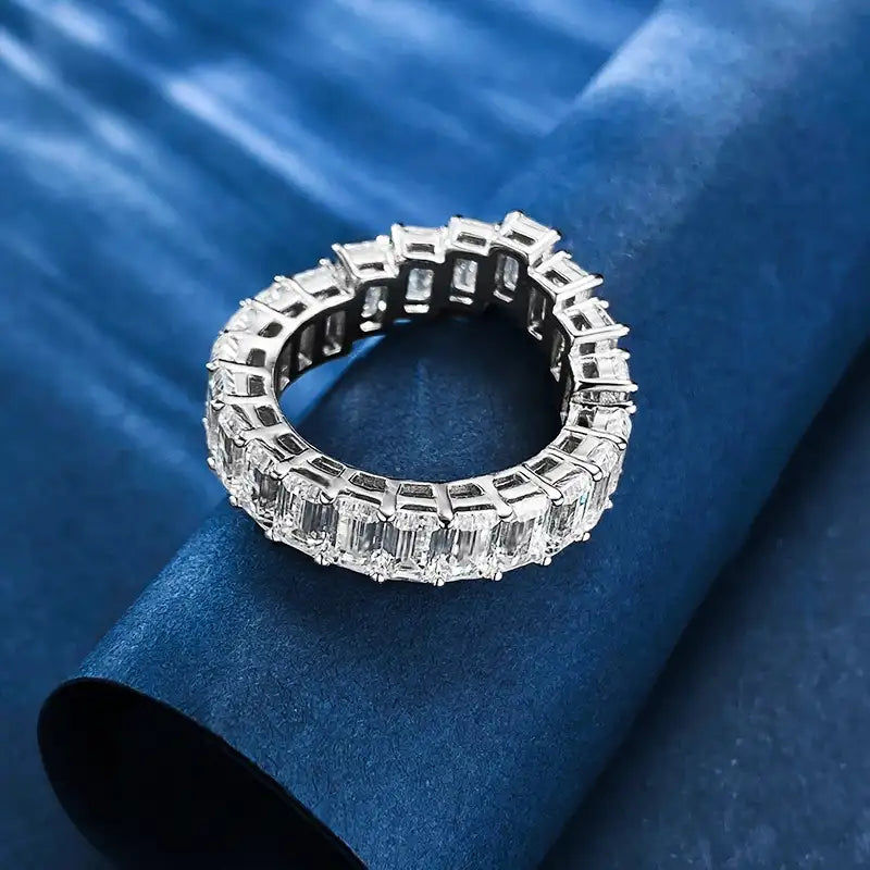 Emerald Engagement Ring 3*5 925 Silver High Carbon Diamond