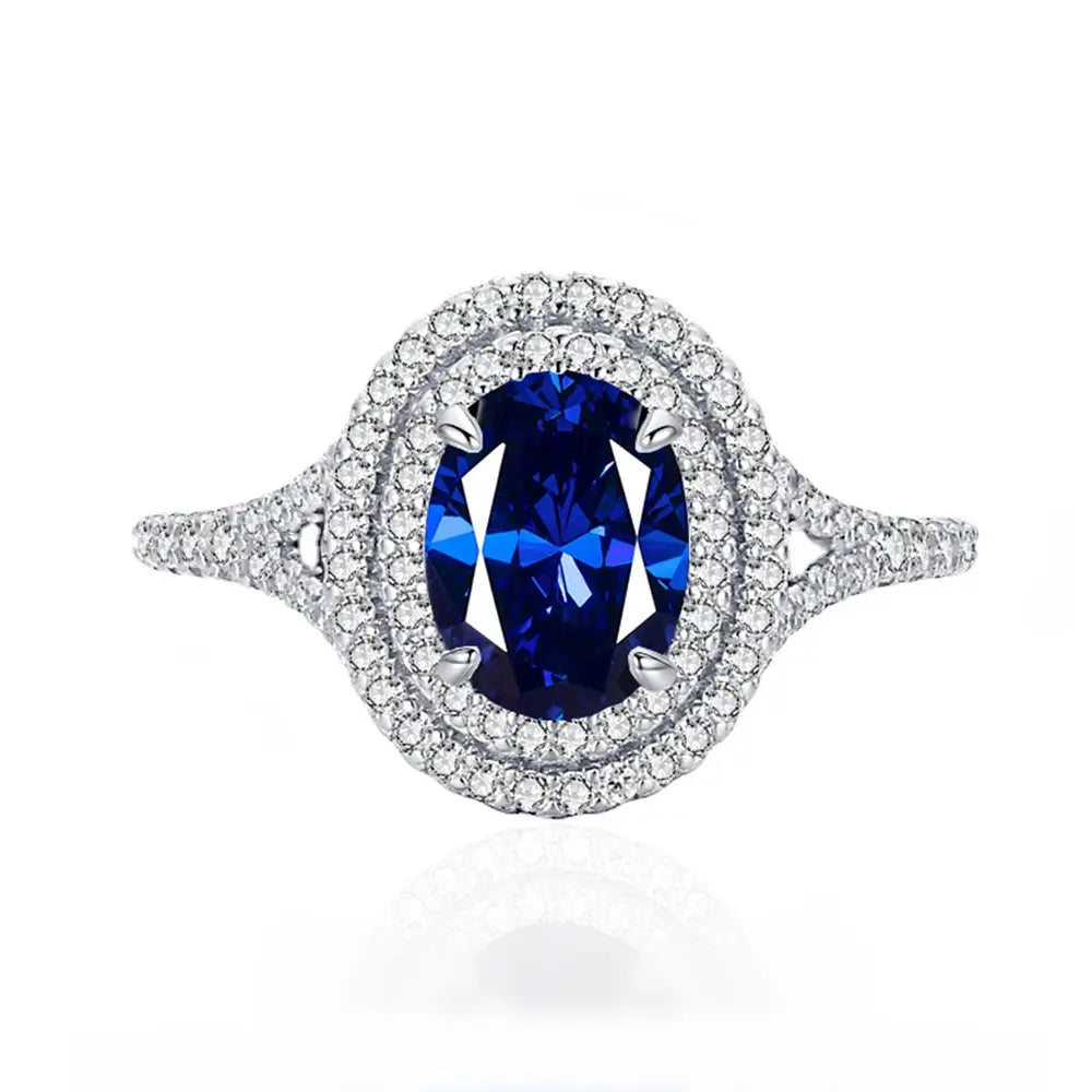 Oval Engagement Ring 0.9ct 6*8 925 Silver High Carbon Diamond