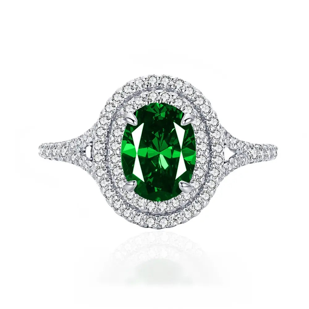 Oval Engagement Ring 0.9ct 6*8 925 Silver High Carbon Diamond