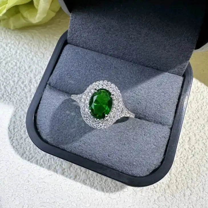 Oval Engagement Ring 0.9ct 6*8 925 Silver High Carbon Diamond