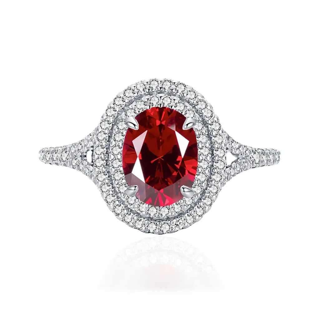 Oval Engagement Ring 0.9ct 6*8 925 Silver High Carbon Diamond