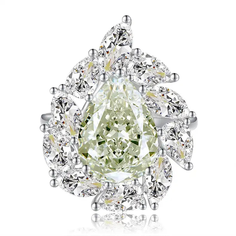 Pear Engagement Ring 12.8ct 10*14 925 Silver High Carbon Diamond