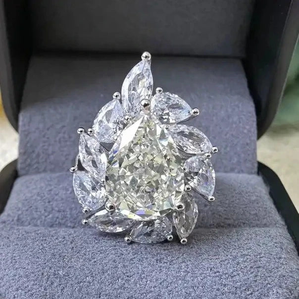 Pear Engagement Ring 12.8ct 10*14 925 Silver High Carbon Diamond