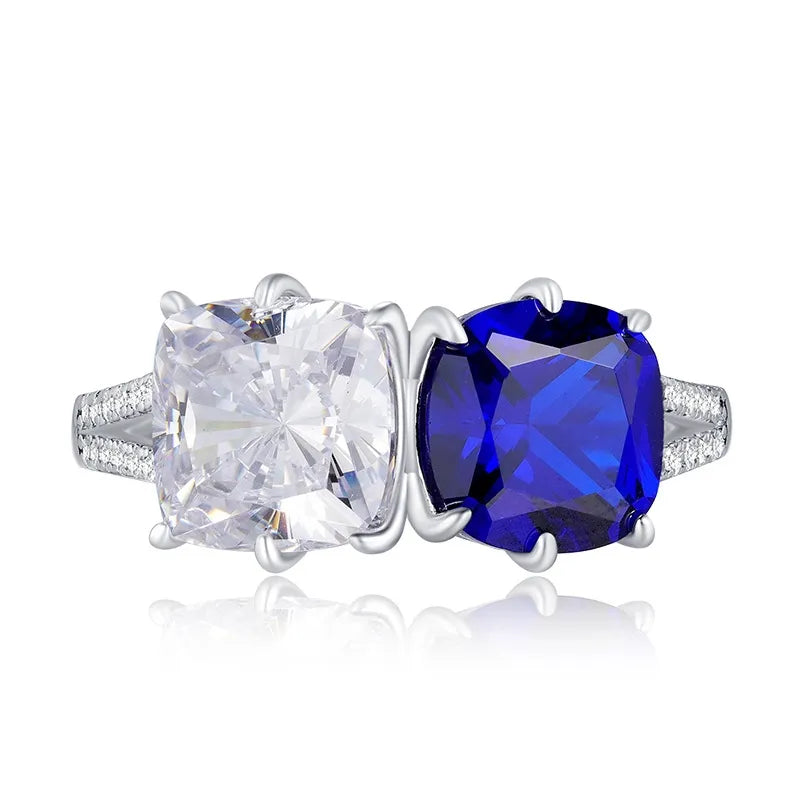 Cushion Engagement Ring 4ct 8*8 925 Silver High Carbon Diamond