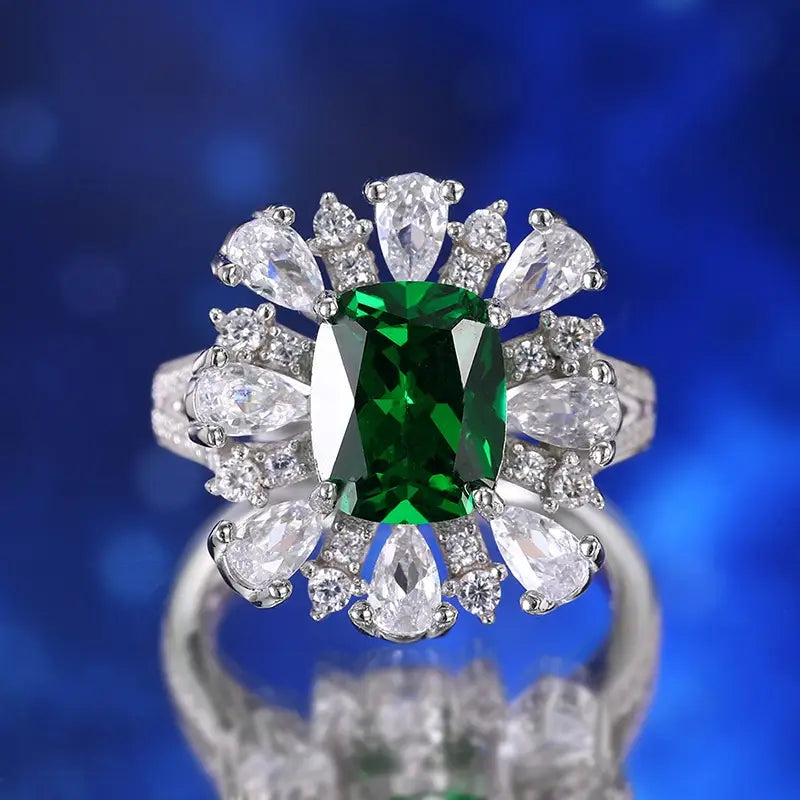 Cushion Engagement Ring 8*10 925 Silver High Carbon Diamond