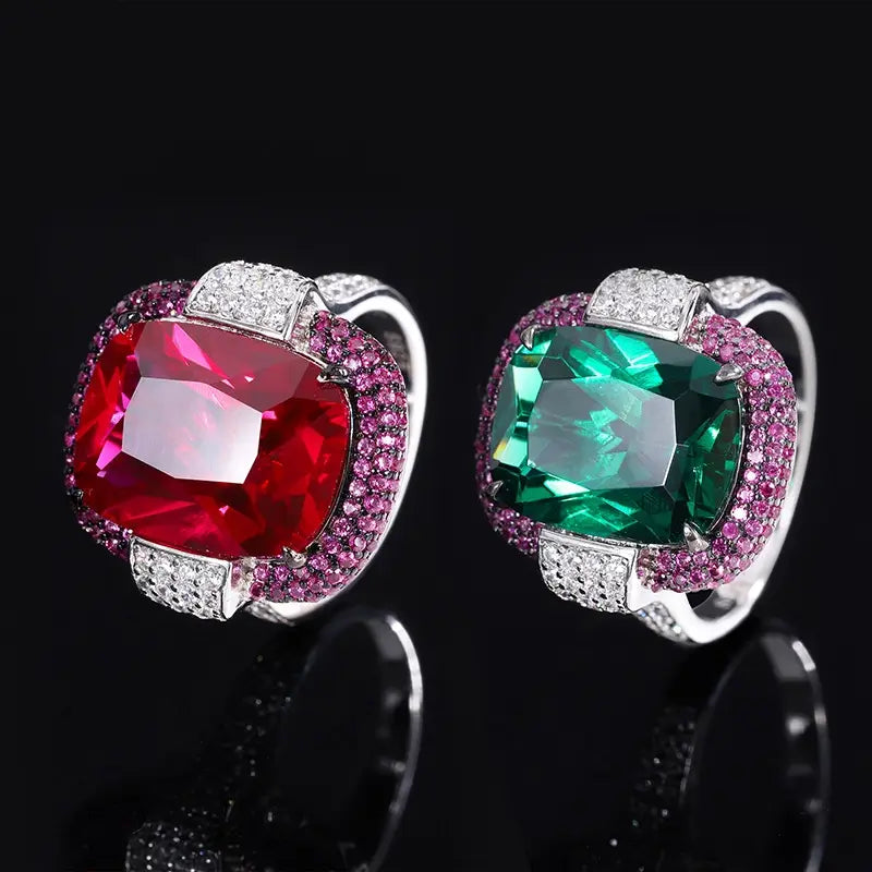 Cushion Engagement Ring 12*16 925 Silver High Carbon Diamond