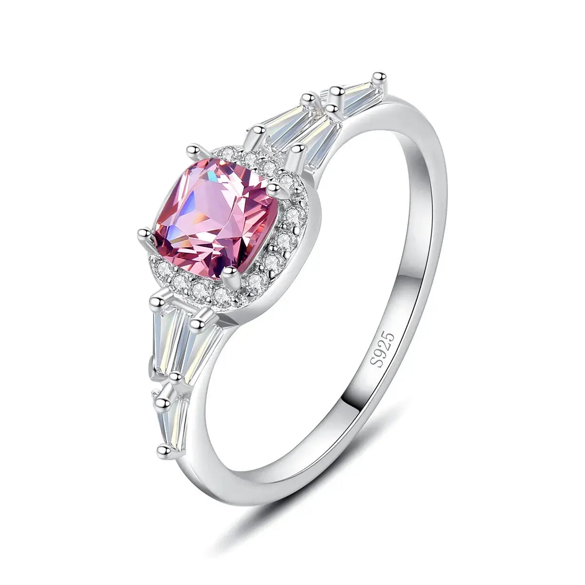 Cushion Engagement Ring 5*5 925 Silver Zircon
