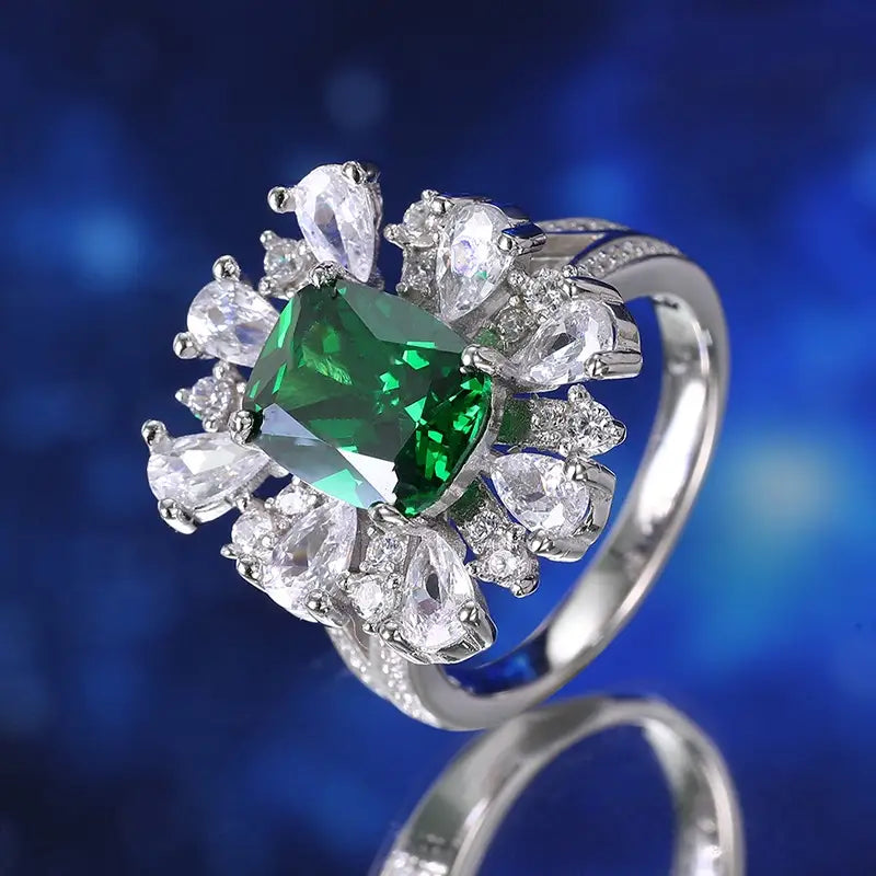 Cushion Engagement Ring 8*10 925 Silver High Carbon Diamond