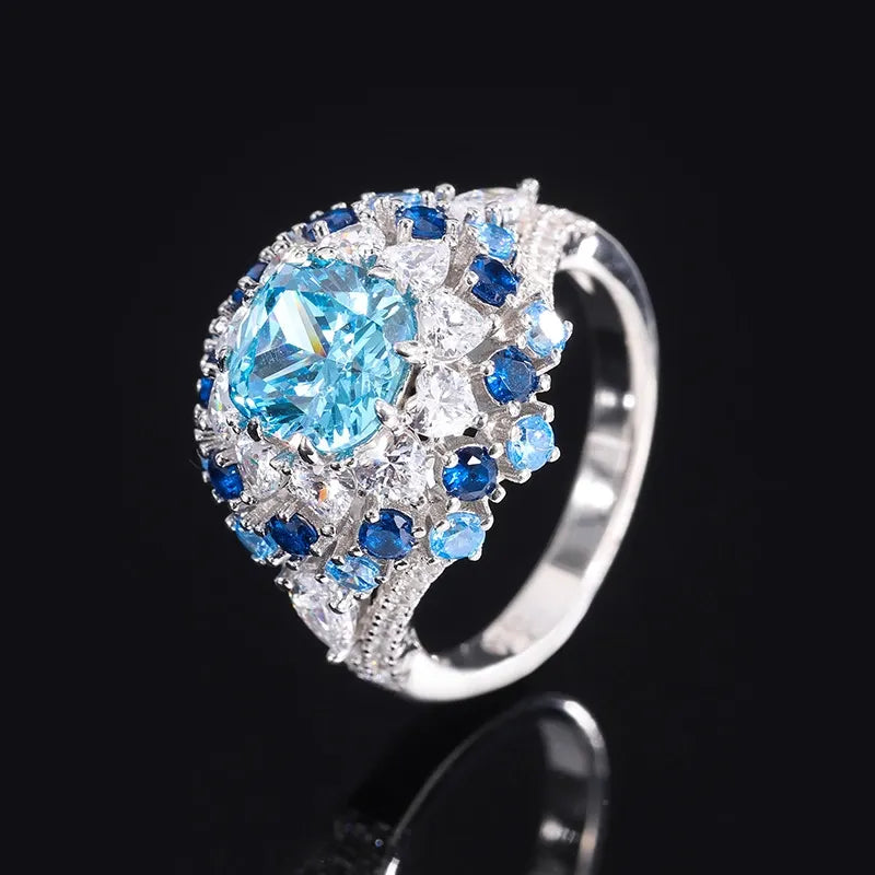 Cushion Engagement Ring 8*8 925 Silver High Carbon Diamond