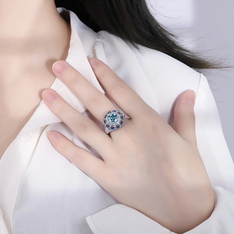 Cushion Engagement Ring 8*8 925 Silver High Carbon Diamond