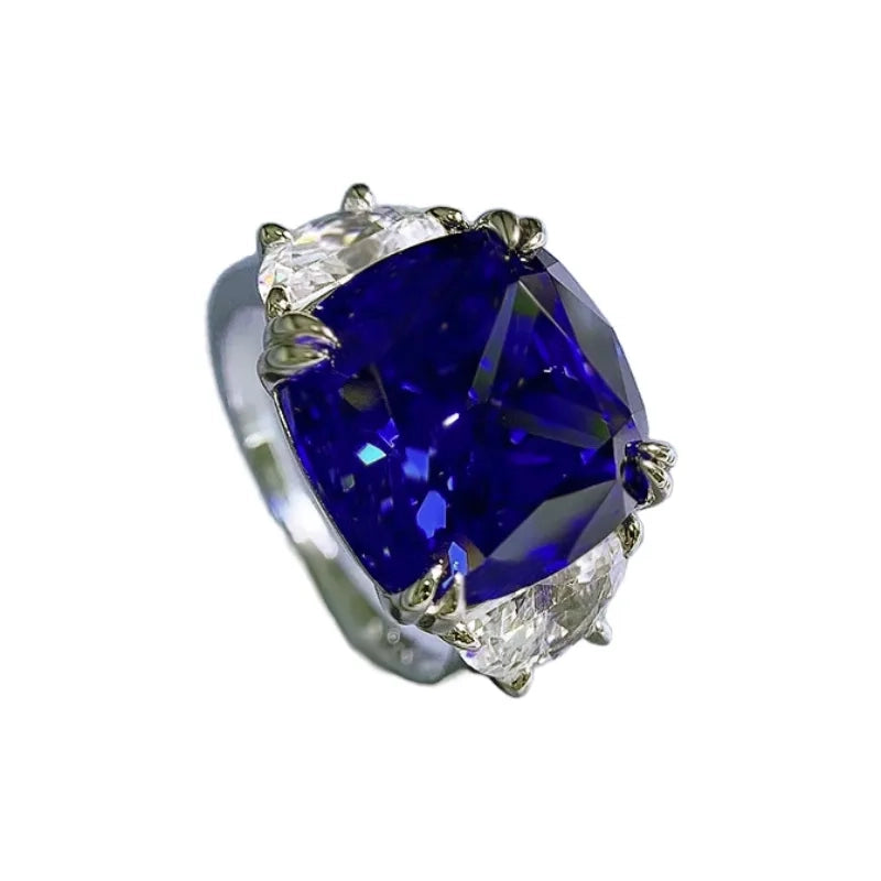 Cushion Engagement Ring 13*13 925 Silver High Carbon Diamond