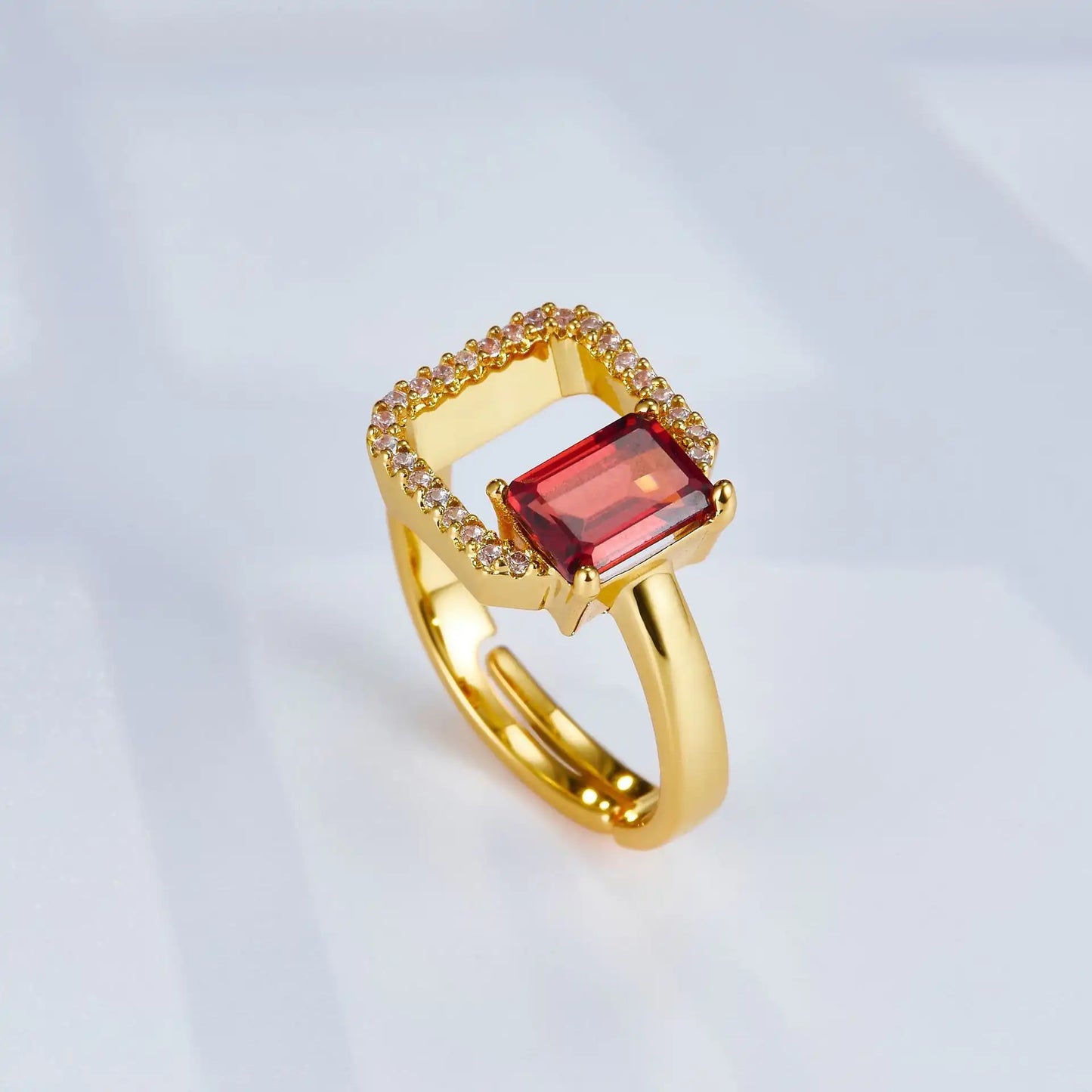 Emerald Engagement Ring 925 Silver Natural Garnet Open Ring