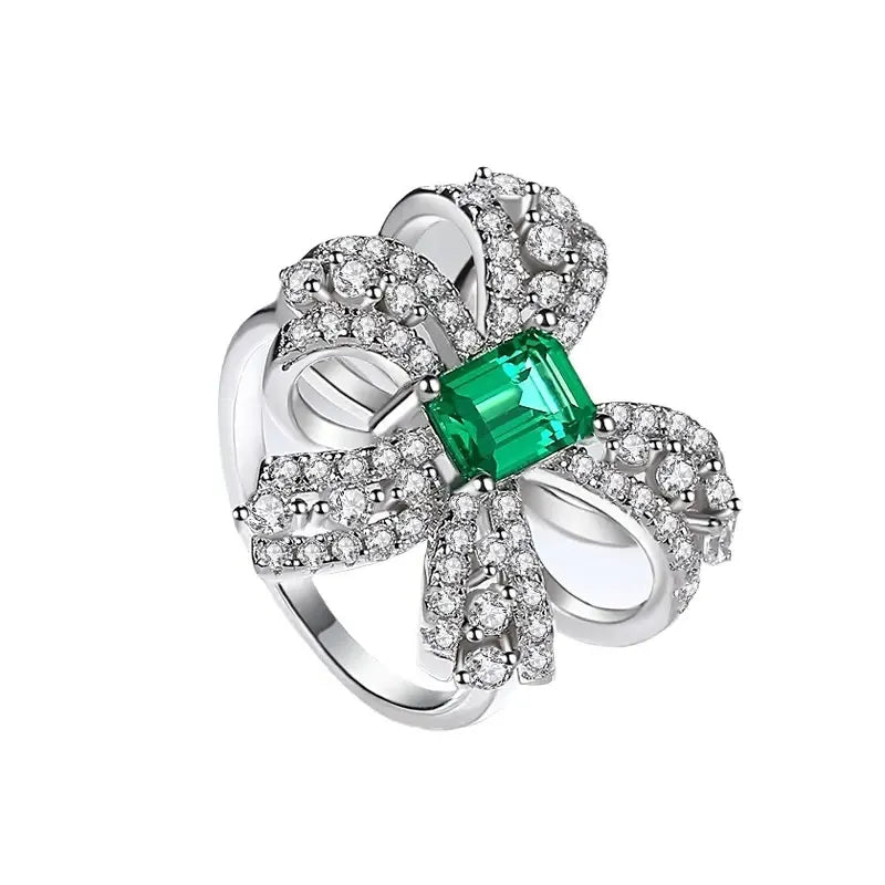 Emerald Engagement Ring 5*7 925 Silver
