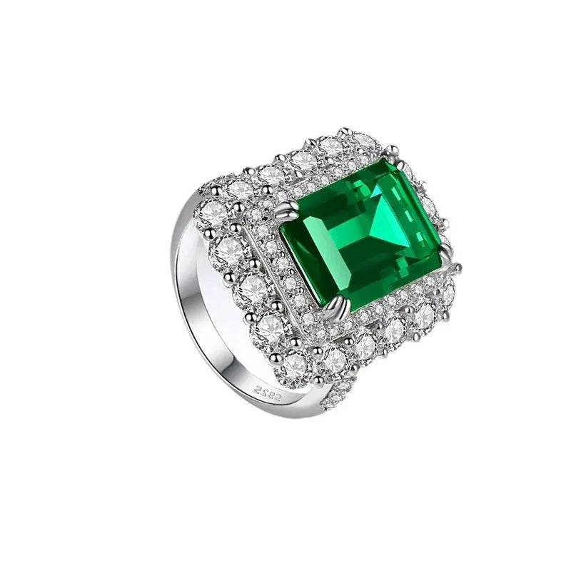 Emerald Engagement Ring 14*10 925 Silver