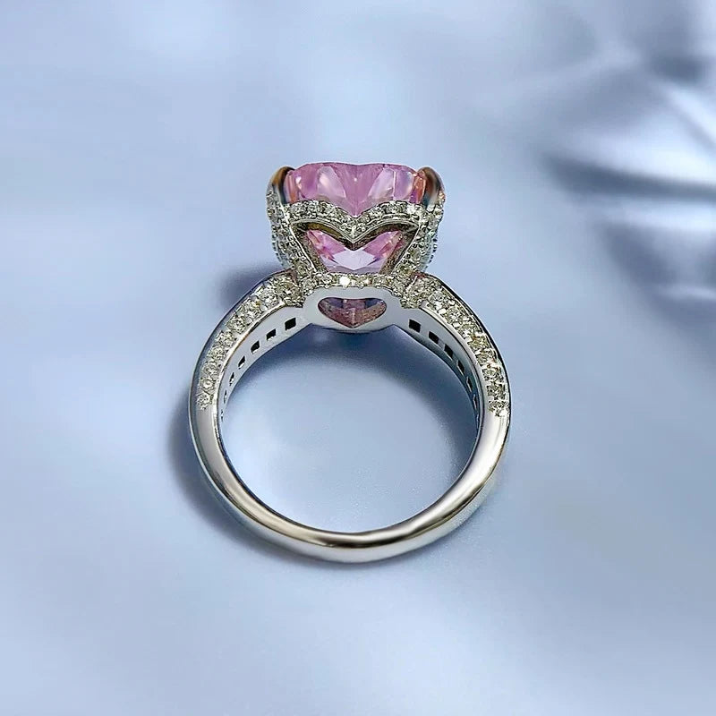 Heart Engagement Ring 11*11 925 Silver High Carbon Diamond