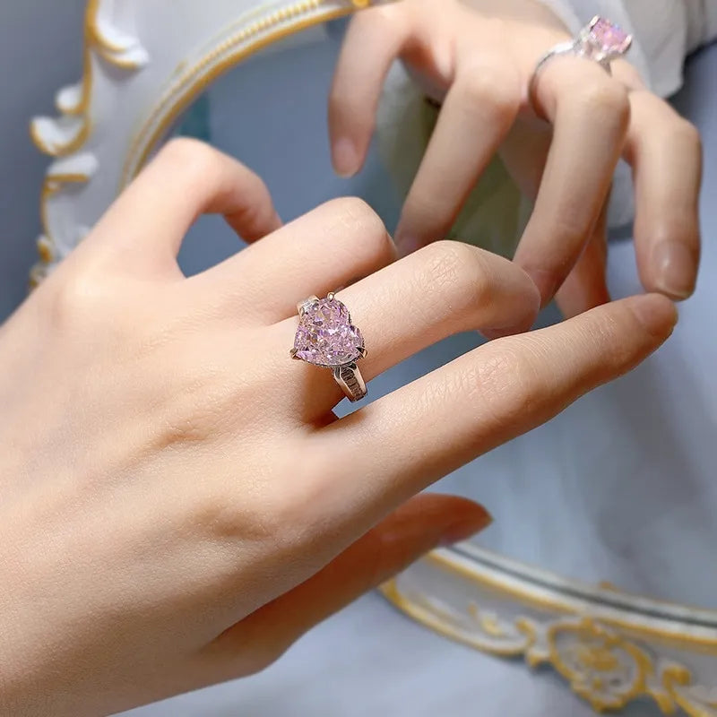 Heart Engagement Ring 11*11 925 Silver High Carbon Diamond