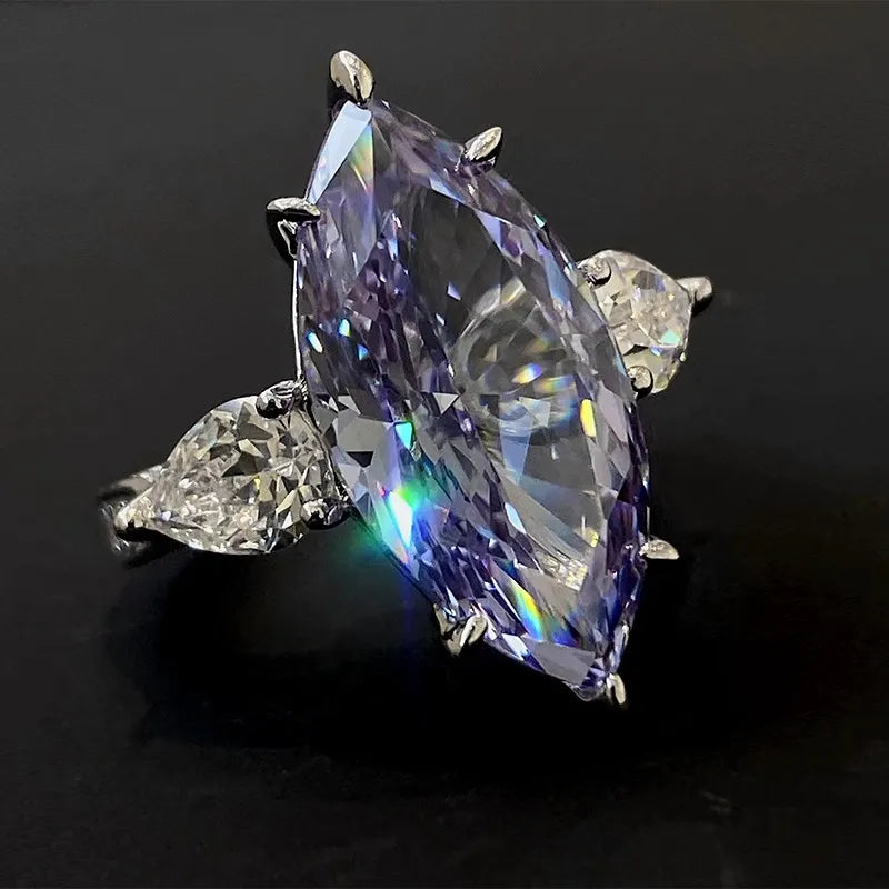Marquise Engagement Ring 925 Silver High Carbon Diamond