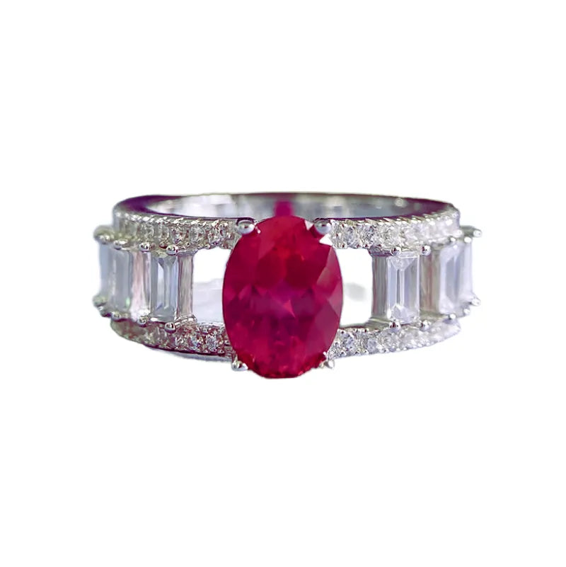 Oval Engagement Ring 6*8 925 Silver High Carbon Diamond