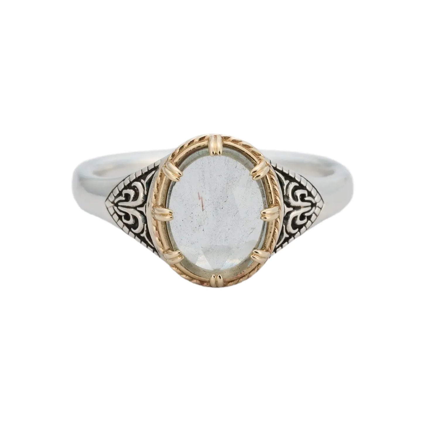 Oval Engagement Ring 925 Silver Labradorite