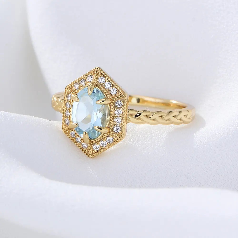 Oval Engagement Ring 6*8 925 Silver Topaz