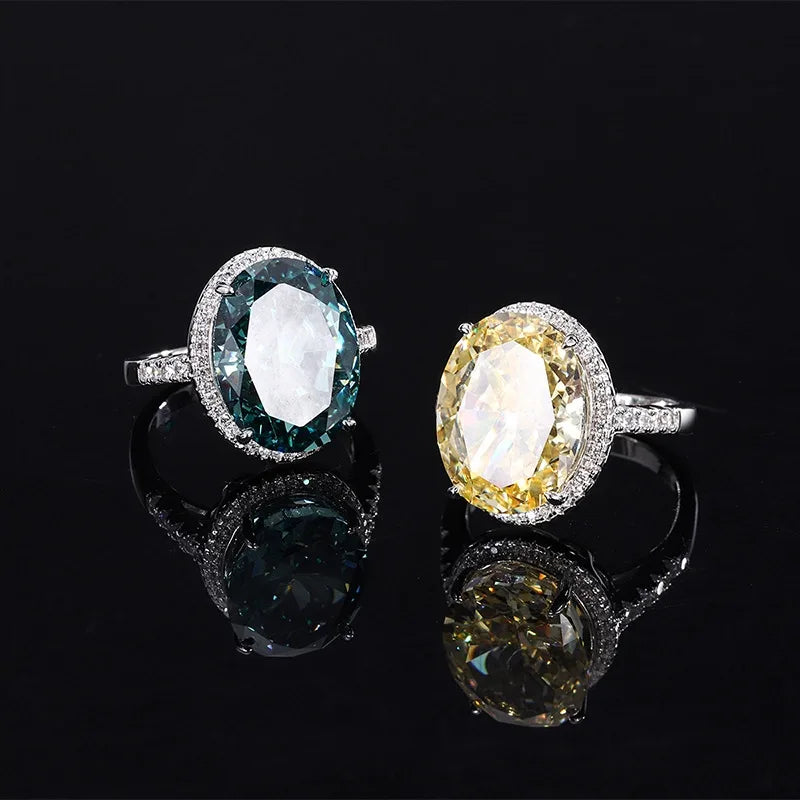 Oval Engagement Ring 12*16 925 Silver High Carbon Diamond