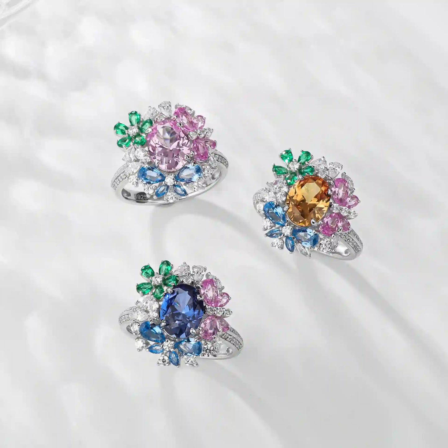 Oval Engagement Ring 7*9mm 925 Silver Cultivated Gems