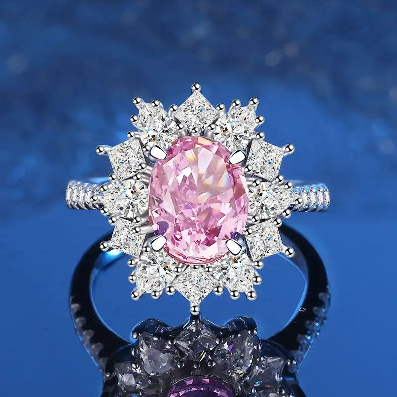 Oval Engagement Ring 7*9 925 Silver High Carbon Diamond