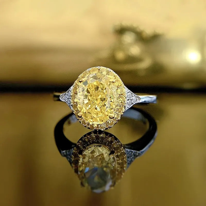 Oval Engagement Ring 6*8 925 Silver High Carbon Diamond
