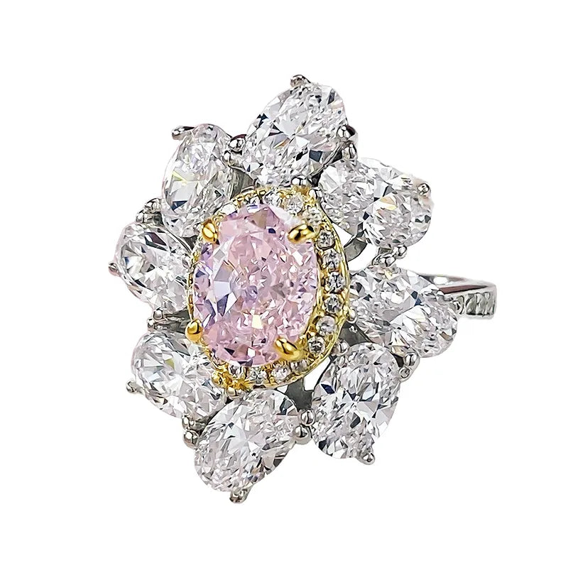 Oval Engagement Ring 6*8 925 Silver High Carbon Diamond