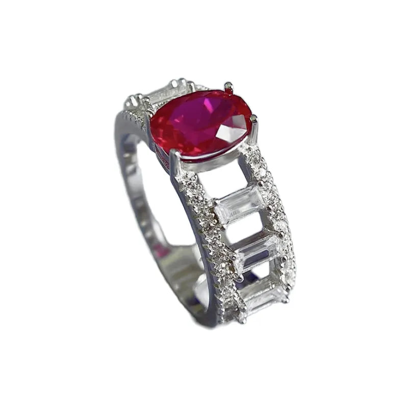 Oval Engagement Ring 6*8 925 Silver High Carbon Diamond
