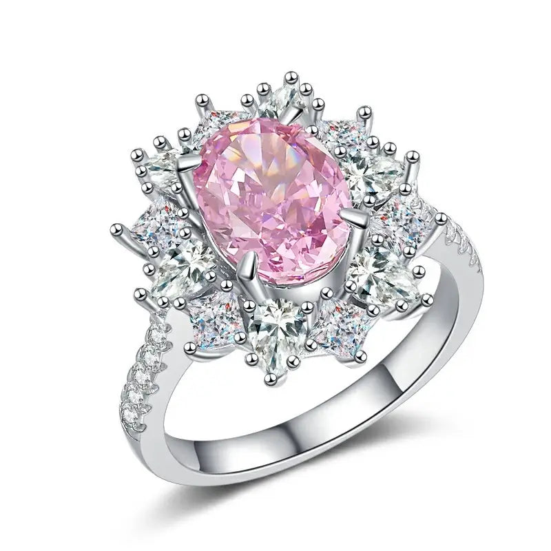 Oval Engagement Ring 7*9 925 Silver High Carbon Diamond