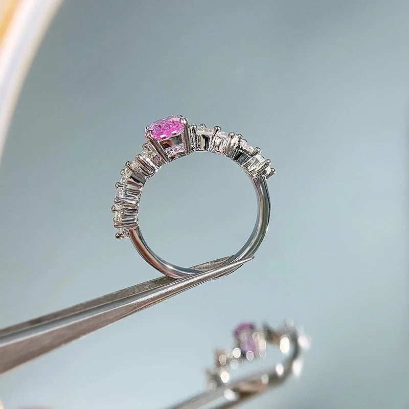 Oval Engagement Ring 1ct 6*8 925 Silver High Carbon Diamond