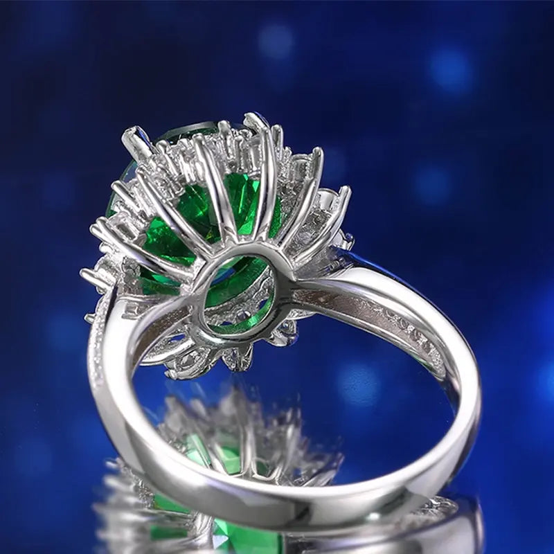 Oval Engagement Ring 6ct 10*12 925 Silver Emerald