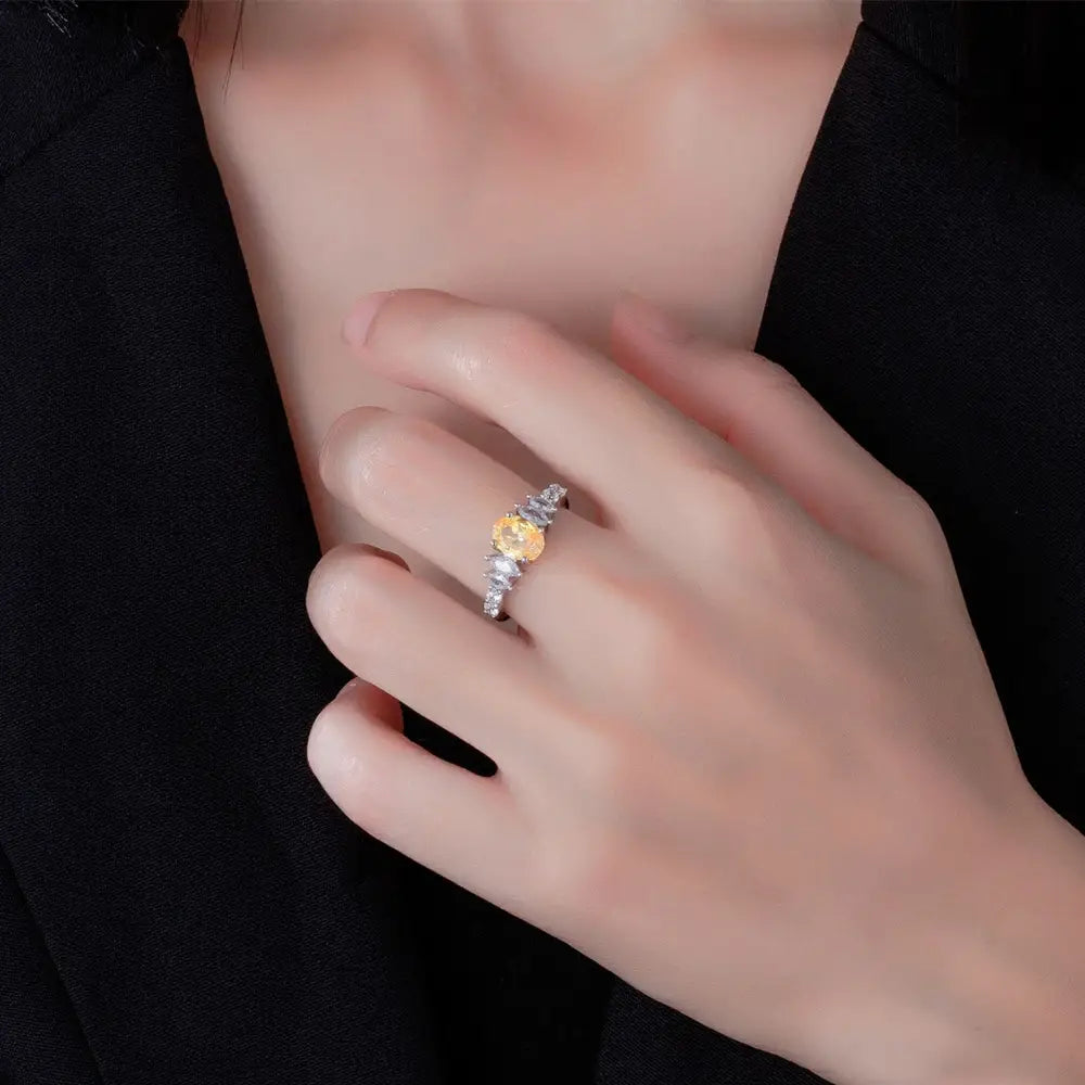 Oval Engagement Ring 6*8 925 Silver 5A Zircon
