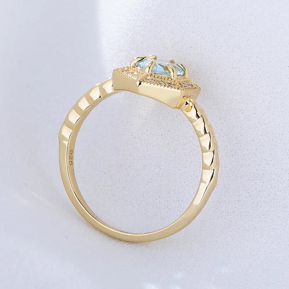 Oval Engagement Ring 6*8 925 Silver Topaz