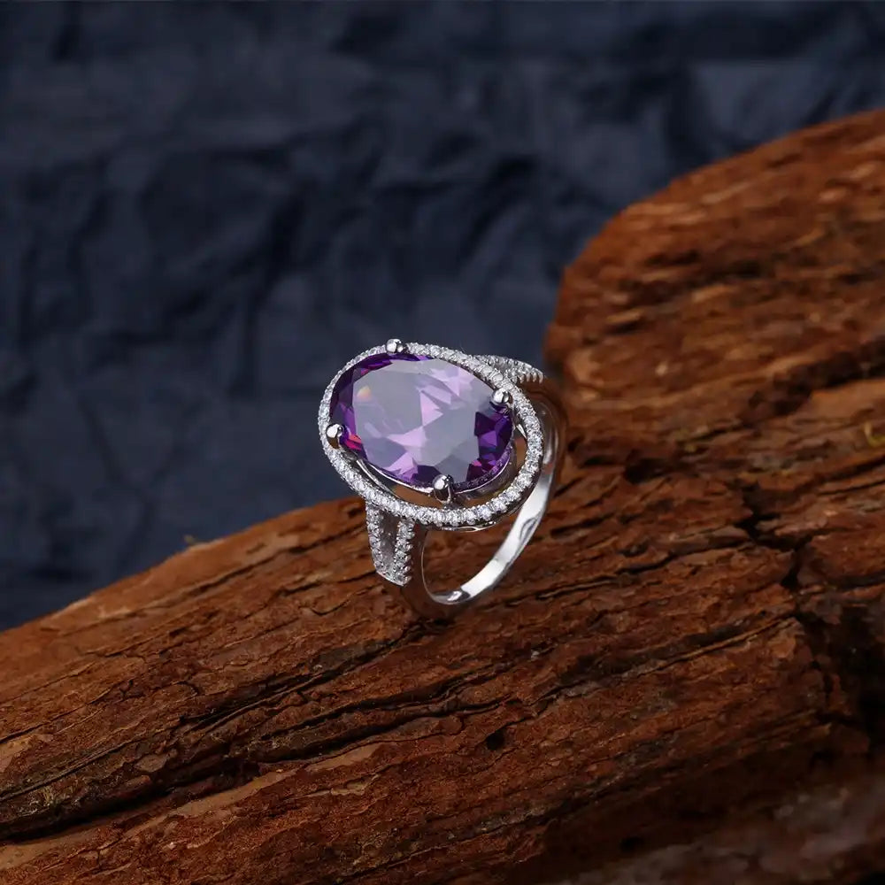 Oval Purple Engagement Ring 10*16 925 Silver High Carbon Diamond