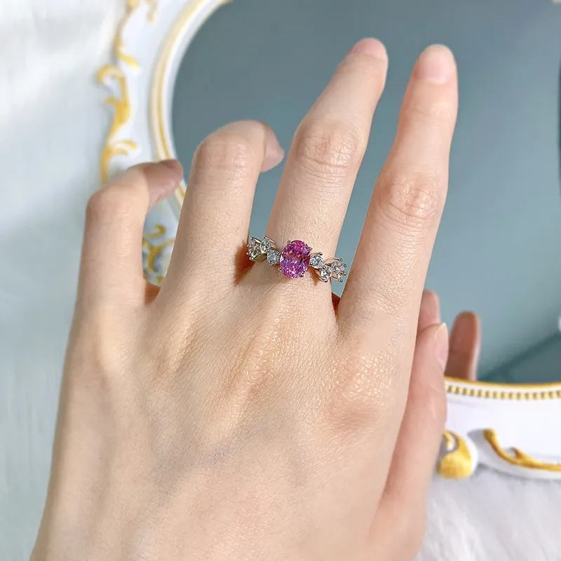 Oval Engagement Ring 1ct 6*8 925 Silver High Carbon Diamond