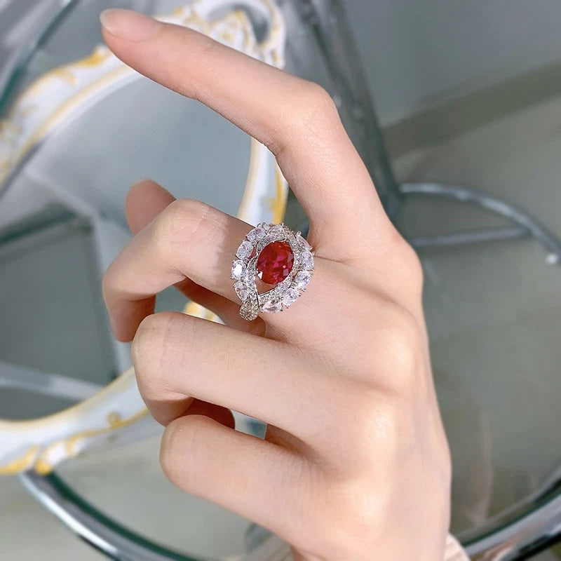 Oval Engagement Ring 7*9 925 Silver High Carbon Diamond