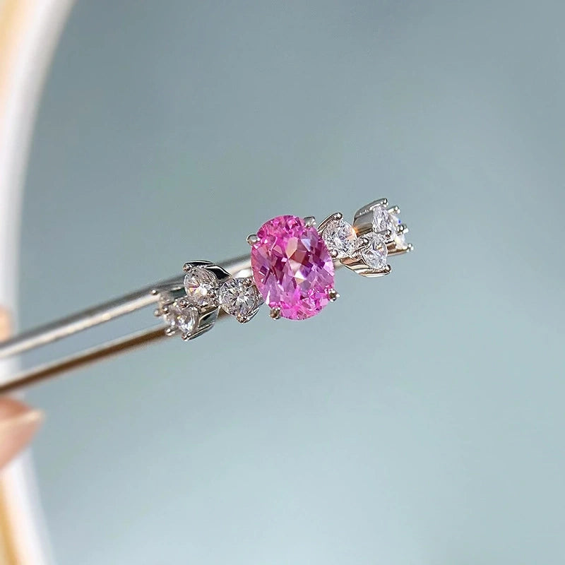 Oval Engagement Ring 1ct 6*8 925 Silver High Carbon Diamond