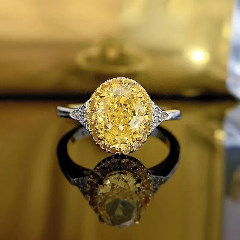 Oval Engagement Ring 6*8 925 Silver High Carbon Diamond