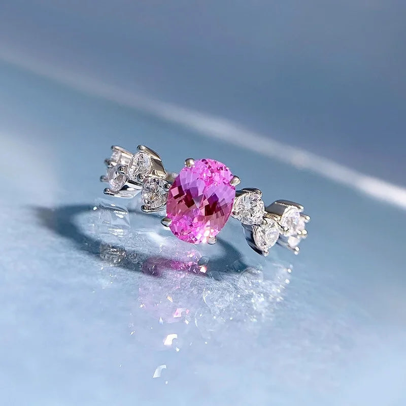 Oval Engagement Ring 1ct 6*8 925 Silver High Carbon Diamond