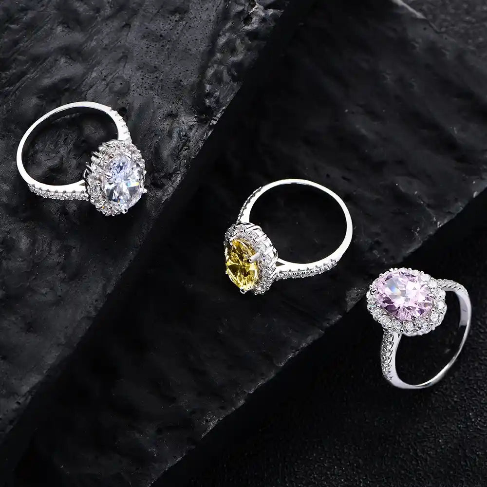 Oval Engagement Ring 5.6ct 8*12 925 Silver High Carbon Diamond