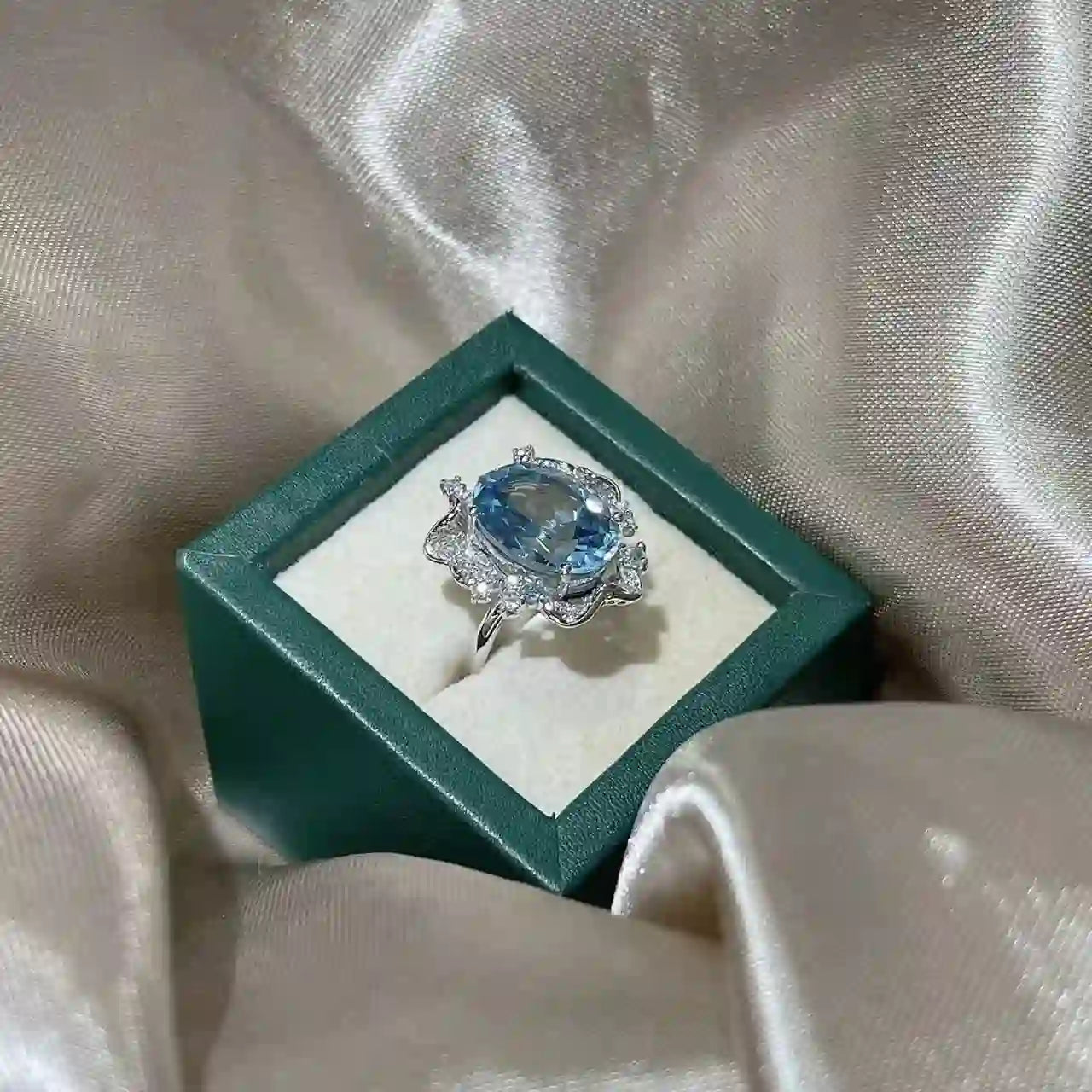Oval Engagement Ring 10*14 925 Silver Topaz Open Ring
