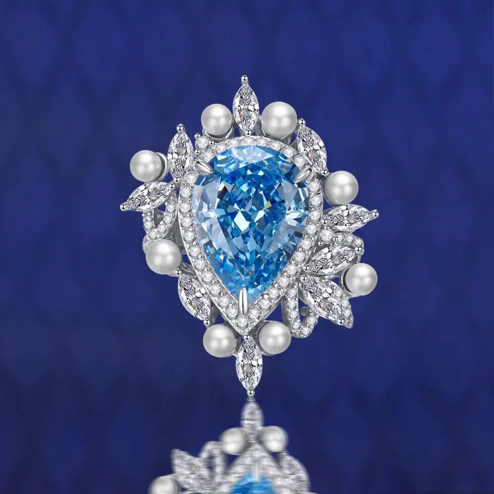 Pear Engagement Ring 11*15 925 Silver High Carbon Diamond