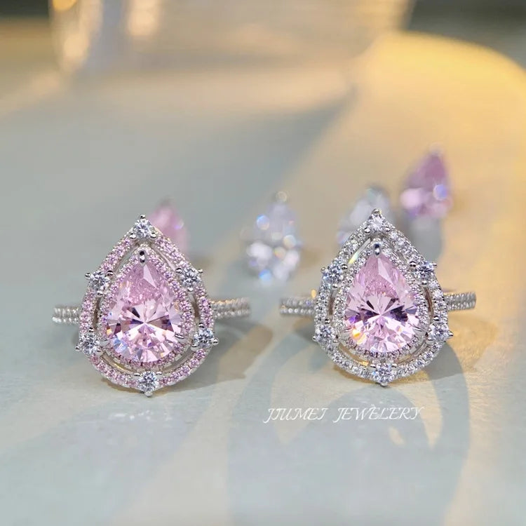 Pear Engagement Ring 3ct 925 Silver High Carbon Diamond